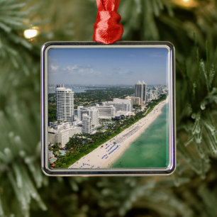 Coastline   Urban Beach, Miami, Florida Metal Ornament