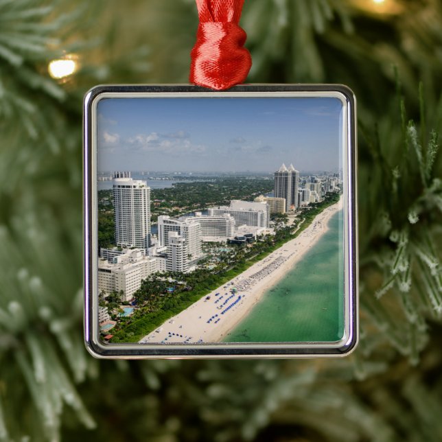 Coastline | Urban Beach, Miami, Florida Metal Ornament (Tree)