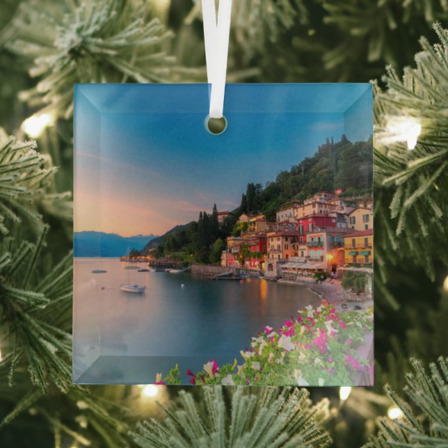 Coastline | Varenna, Lombardy, Italy Glass Ornament (Insitu)