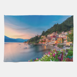 Coastline   Varenna, Lombardy, Italy Kitchen Towel