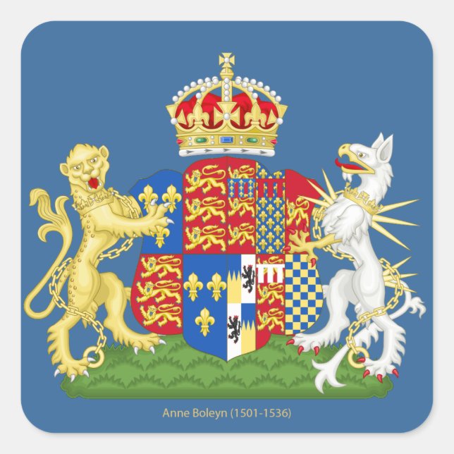 Coat of Arms Anne Boleyn Square Sticker (Front)