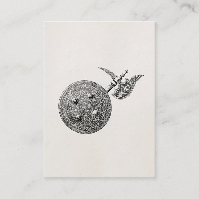 Coat of Arms Axe Shield Armour Medieval Weapon Business Card (Front)