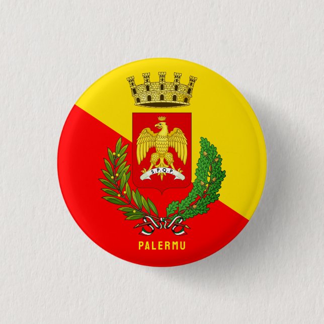 Coat of arms/ flag of Palermo (city), Sicily 1 Inch Round Button (Front)