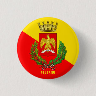 Coat of arms/ flag of Palermo (city), Sicily 1 Inch Round Button