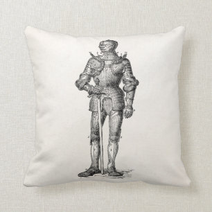 Coat of Arms Knight Shining Armour Sword Medieval Throw Pillow