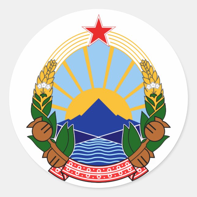 Coat of arms Macedonia Official Heraldry Symbol Classic Round Sticker (Front)