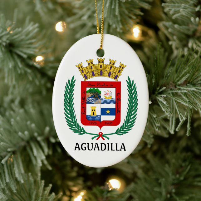 Coat of Arms of Aguadilla, Puerto Rico Ceramic Ornament (Tree)
