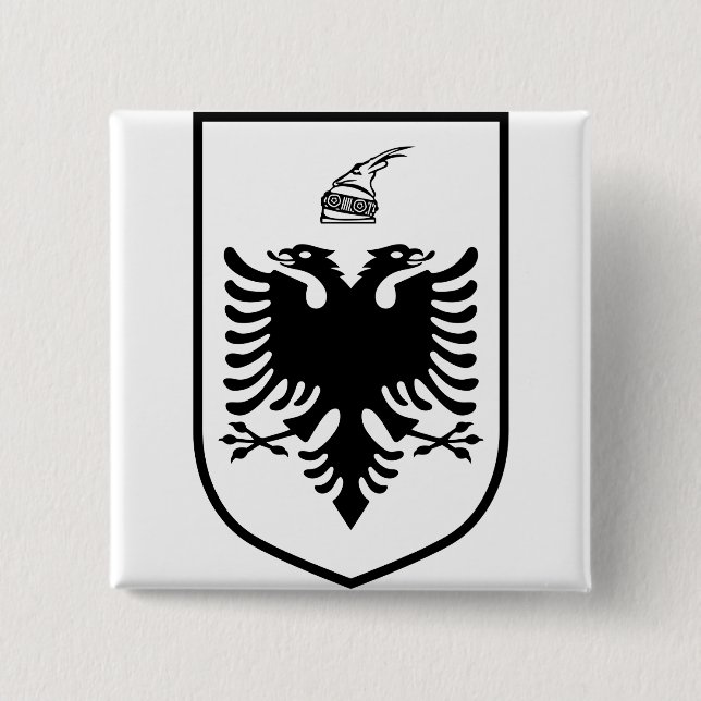 Coat of arms of Albania  2 Inch Square Button (Front)