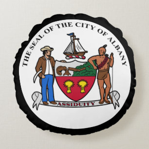Coat of arms of Albany, New York Round Pillow