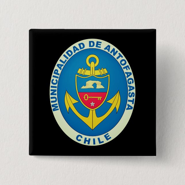 Coat of Arms of Antofagasta, Chile 2 Inch Square Button (Front)