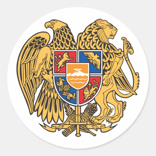 Coat of Arms of Armenia Classic Round Sticker (Front)