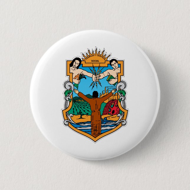 Coat of Arms of Baja California Mexico Official 2 Inch Round Button (Front)