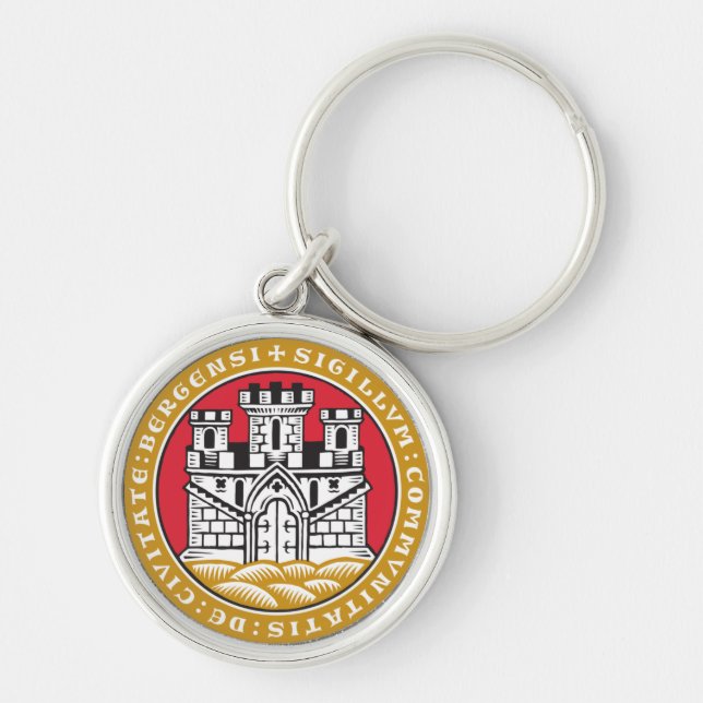 Coat of Arms of Bergen, Norway Keychain (Front)