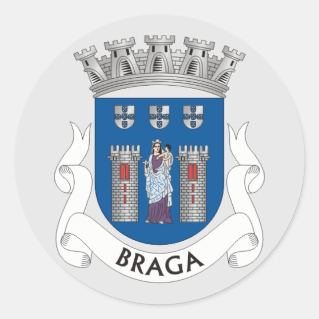 Coat of Arms of Braga, Portugal Classic Round Sticker (Front)