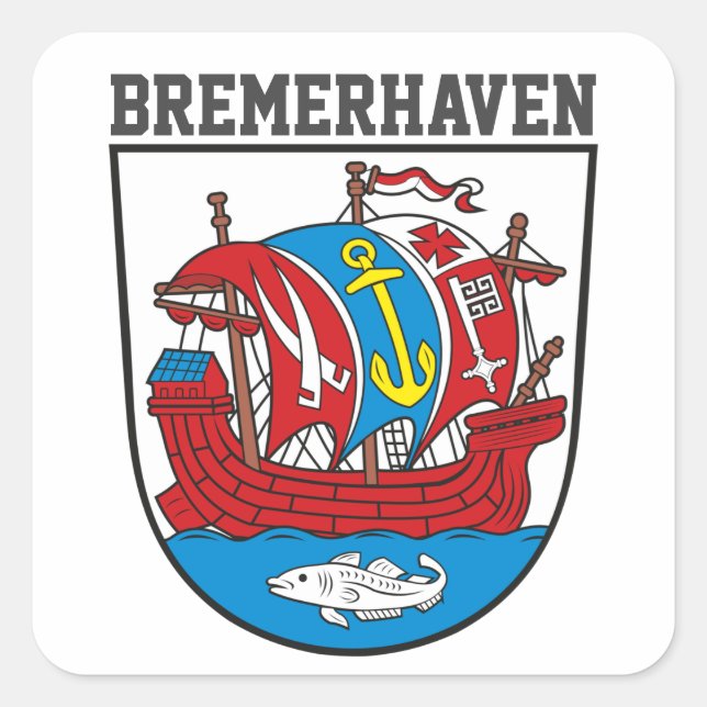 Coat of Arms of Bremerhaven, Germany Square Sticker (Front)