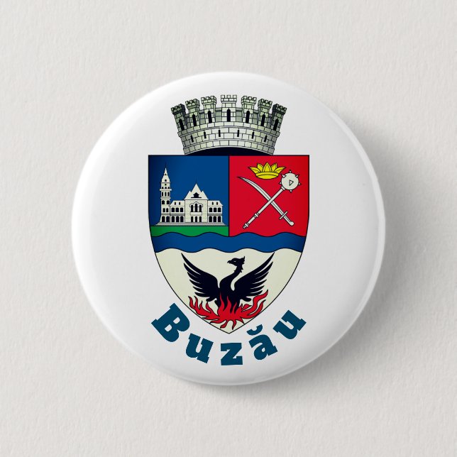 Coat of Arms of Buzău, Romania 2 Inch Round Button (Front)