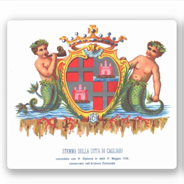 Coat of Arms of Cagliari, Sardinia Button (Front)