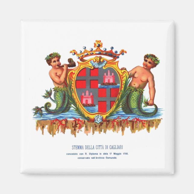 Coat of Arms of Cagliari, Sardinia Button Magnet (Front)