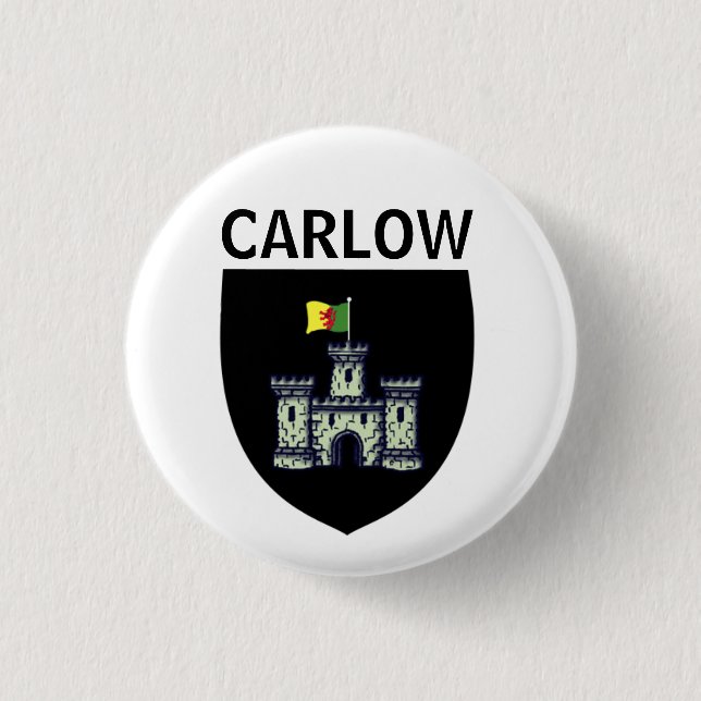 Coat of Arms of Carlow (town), Republic of Ireland 1 Inch Round Button (Front)