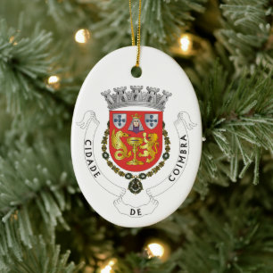 Coat of Arms of Coimbra, PORTUGAL Ceramic Ornament