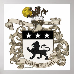 Coat of Arms of Colonel William Ball of Virginia Poster