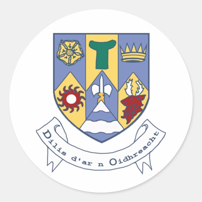 Coat of Arms of County Clare, Ireland Classic Round Sticker (Front)