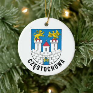 Coat of Arms of Częstochowa, Poland Ceramic Ornament