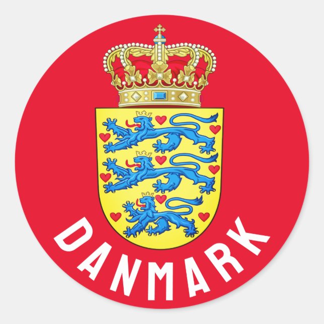 Coat of Arms of Denmark Classic Round Sticker (Front)