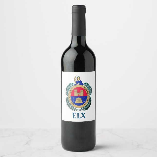 Coat of Arms of Elche, SPAIN Wine Label (Front)
