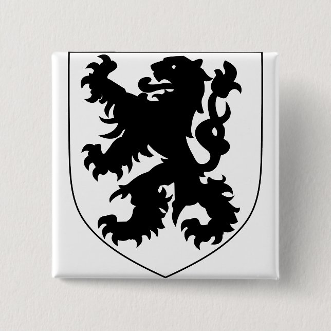 Coat of Arms of Flanders 2 Inch Square Button (Front)