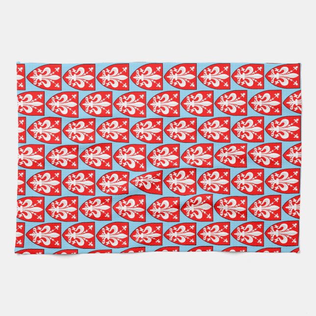 Coat of Arms of Florence Red Florentine Lily  Kitchen Towel (Horizontal)