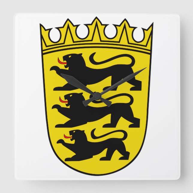 Coat of arms of Germany state Baden-Wurttemberg Square Wall Clock (Front)