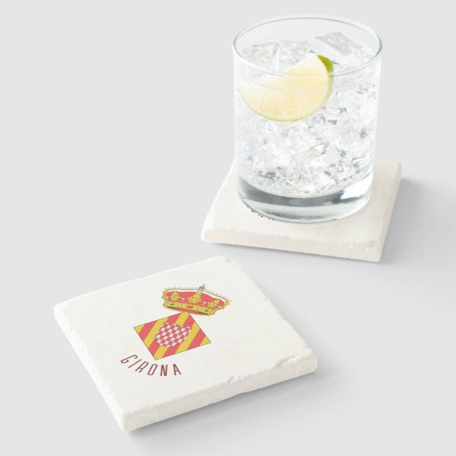Coat of Arms of Girona Stone Coaster (Side)