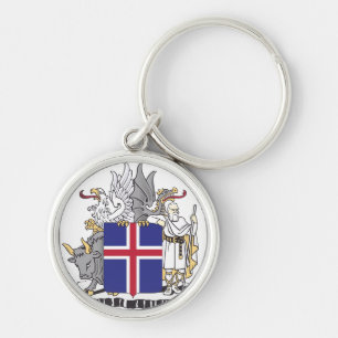 Coat of Arms of Iceland Mythical Guardians Art Keychain