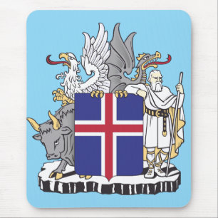 Coat of Arms of Iceland Mythical Guardians Art Mouse Pad