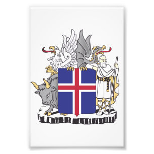 Coat of Arms of Iceland Mythical Guardians Art Photo Print