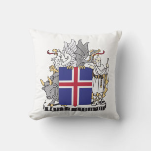Coat of Arms of Iceland Mythical Guardians Art Throw Pillow