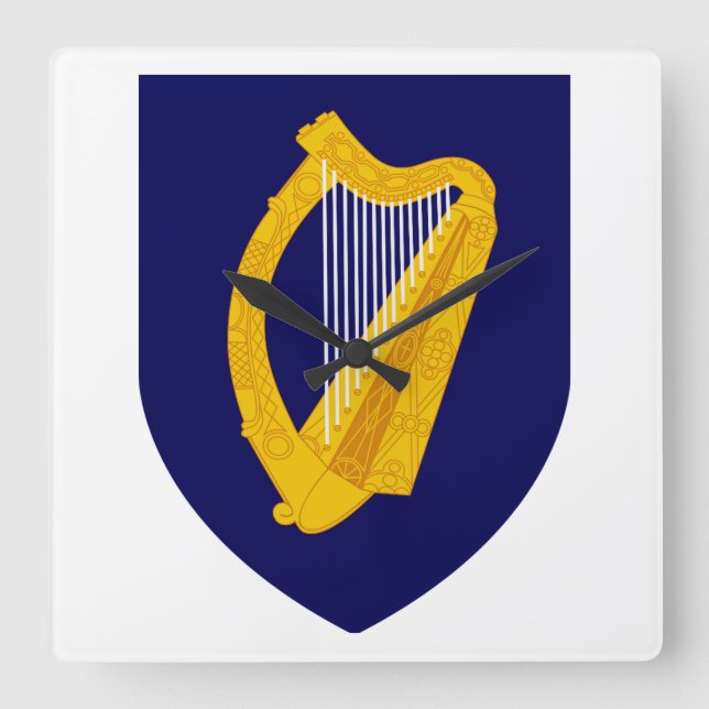 Coat of arms of Ireland Square Wall Clock (Front)