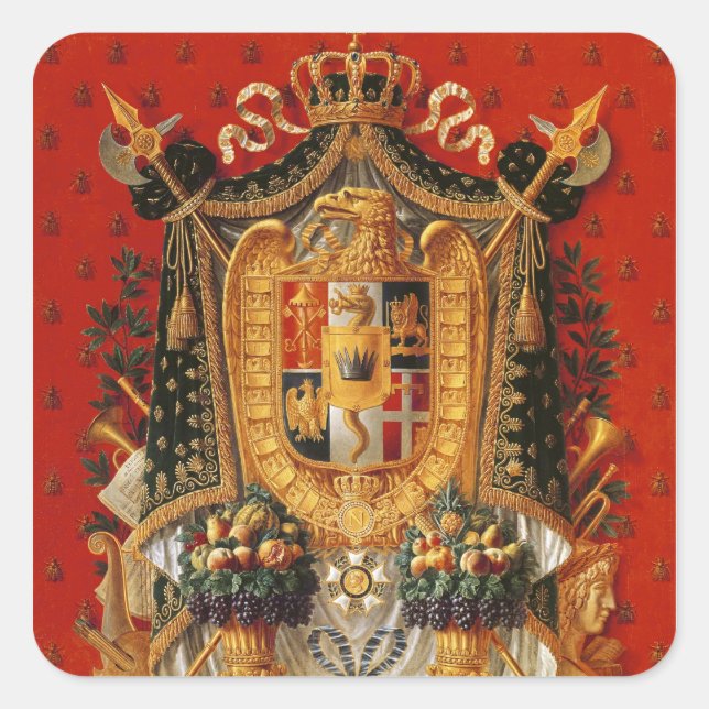 Coat of Arms of Italy, design for a tapestry Square Sticker (Front)