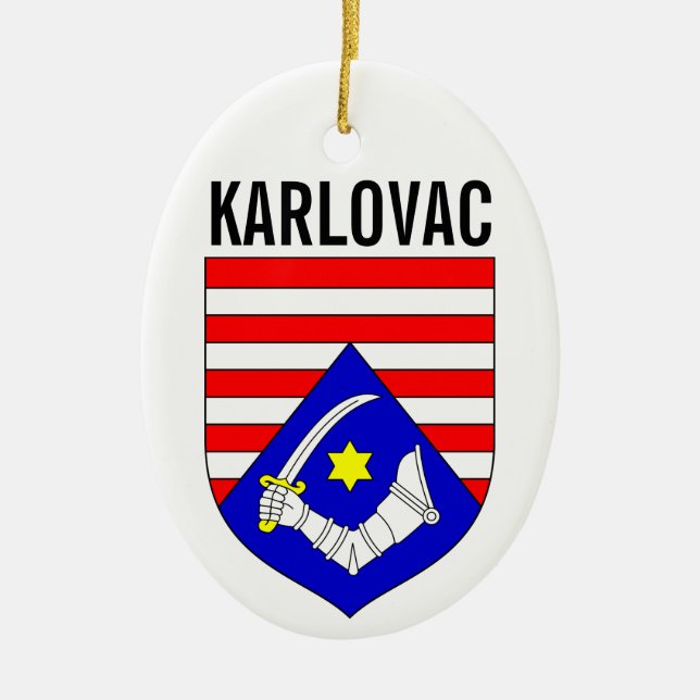 Coat of Arms of Karlovac County, Croatia Ceramic Ornament (Front)