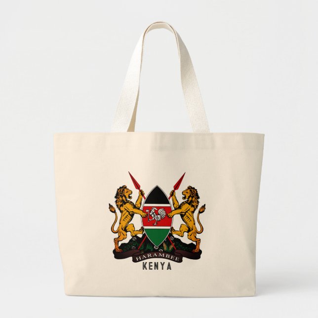 Coat of Arms of Kenya Large Tote Bag (Front)