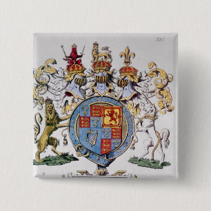 Coat of Arms of King James I of England 2 Inch Square Button