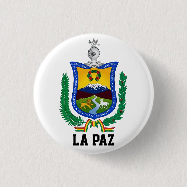 Coat of Arms of La Paz, Bolivia 1 Inch Round Button (Front)