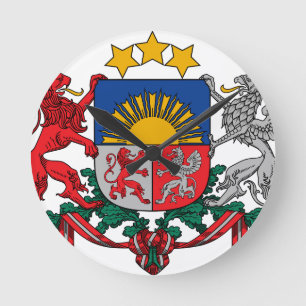 Coat of arms of Latvia - Latvijas ģerbonis Round Clock