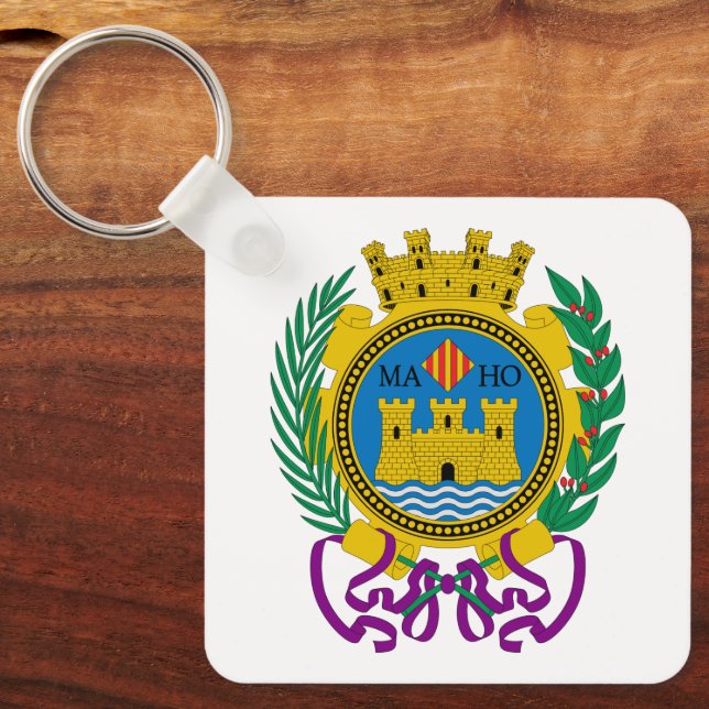 Coat of Arms of Mahón, Menorca Keychain (Front)