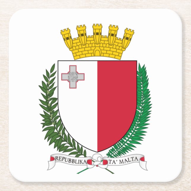 Coat of Arms of Malta Square Paper Coaster (Front)