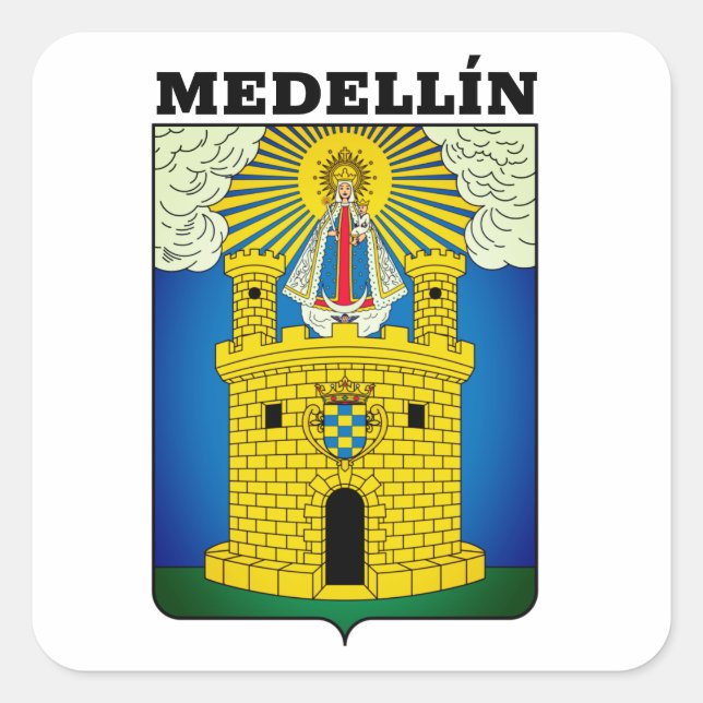 Coat of Arms of Medellín, Colombia Square Sticker (Front)