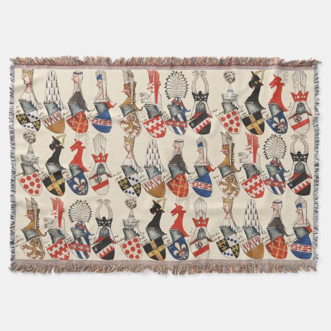 COAT OF ARMS OF MEDIEVAL TOURNAMENT PARTECIPANTS THROW BLANKET (Front)