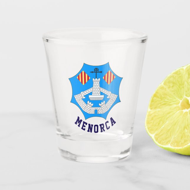 Coat of Arms of Menorca, Spain Shot Glass (Front)