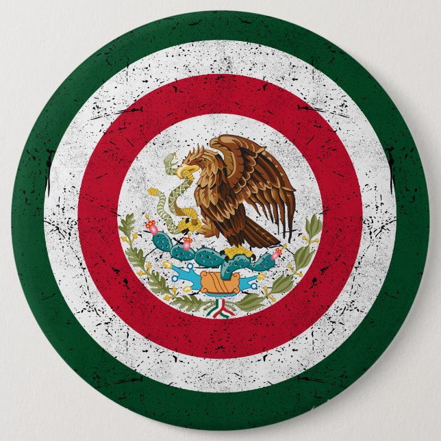 Coat of arms of Mexico Retro 6 Inch Round Button (Front)